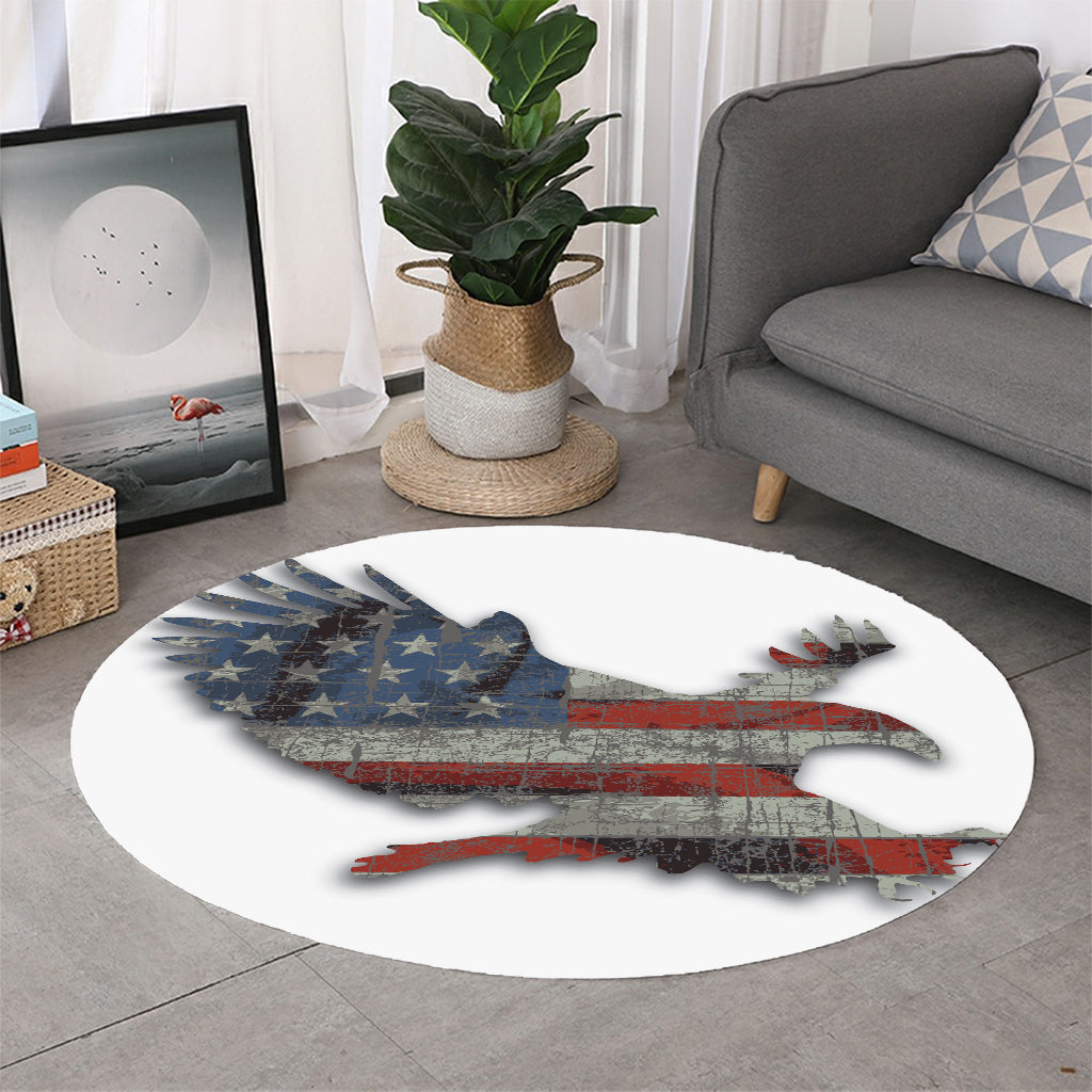 Eagle American Flag Print Round Rug