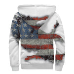 Eagle American Flag Print Sherpa Lined Zip Up Hoodie