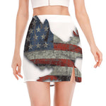 Eagle American Flag Print Side Slit Mini Skirt