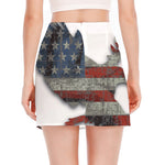 Eagle American Flag Print Side Slit Mini Skirt
