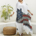 Eagle American Flag Print Silk V-Neck Kaftan Dress