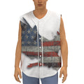 Eagle American Flag Print Sleeveless Baseball Jersey
