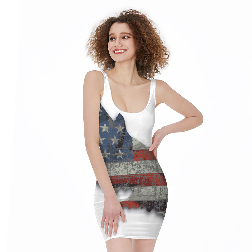 Eagle American Flag Print Sleeveless Bodycon Dress