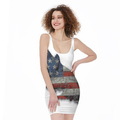 Eagle American Flag Print Sleeveless Bodycon Dress