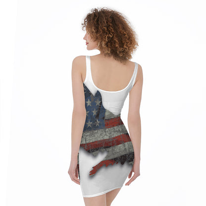 Eagle American Flag Print Sleeveless Bodycon Dress