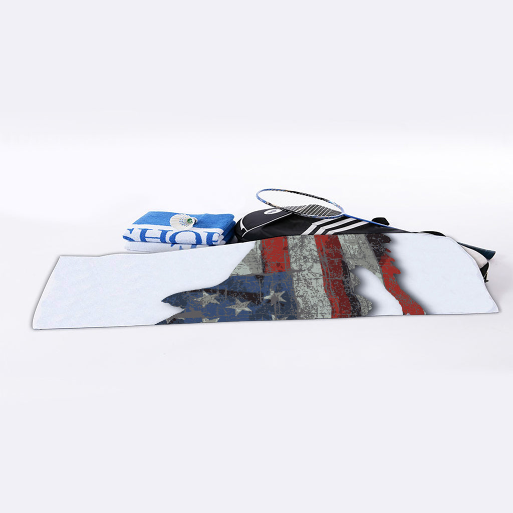 Eagle American Flag Print Sports Towel