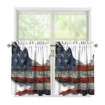 Eagle American Flag Print Tier Curtains