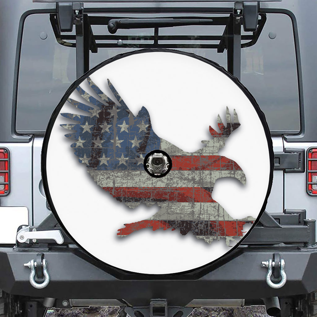 Eagle American Flag Print Tire Cover With Camera Hole