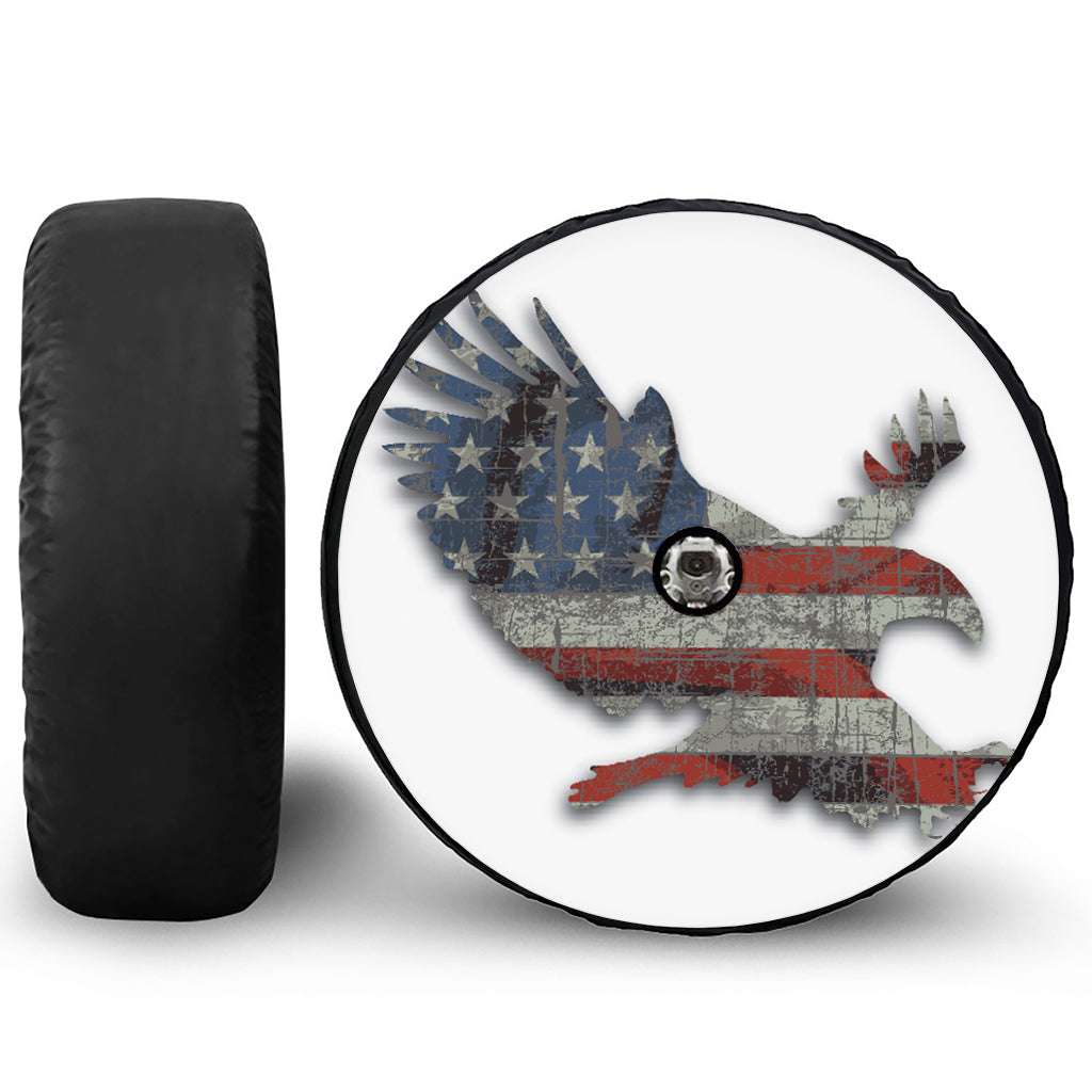 Eagle American Flag Print Tire Cover With Camera Hole