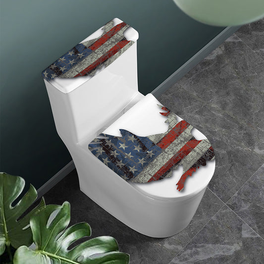 Eagle American Flag Print Toilet Lid And Tank Cover Set