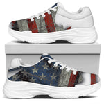 Eagle American Flag Print White Chunky Shoes