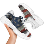 Eagle American Flag Print White Chunky Shoes
