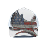 Eagle American Flag Print White Mesh Trucker Cap
