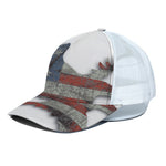 Eagle American Flag Print White Mesh Trucker Cap