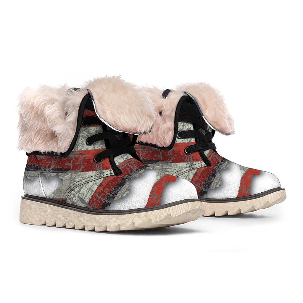 Eagle American Flag Print Winter Boots