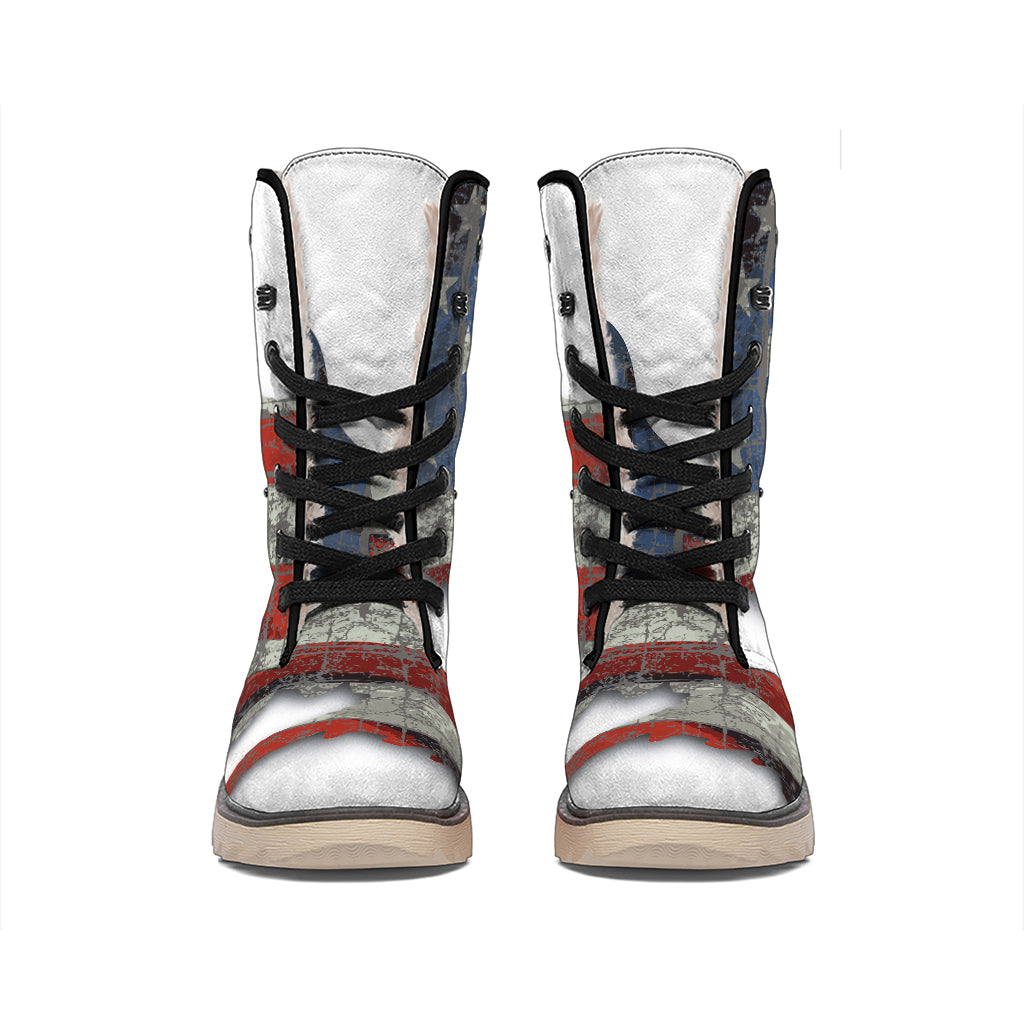 Eagle American Flag Print Winter Boots