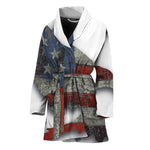 Eagle American Flag Print Women's Bathrobe
