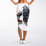 Eagle American Flag Print Women's Capri Leggings