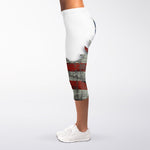Eagle American Flag Print Women's Capri Leggings