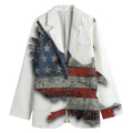 Eagle American Flag Print Women's Cotton Blazer