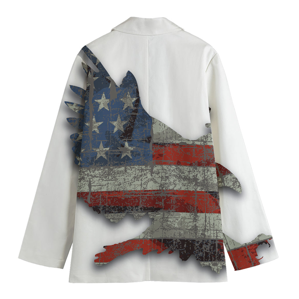 Eagle American Flag Print Women's Cotton Blazer
