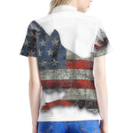 Eagle American Flag Print Women's Polo Shirt