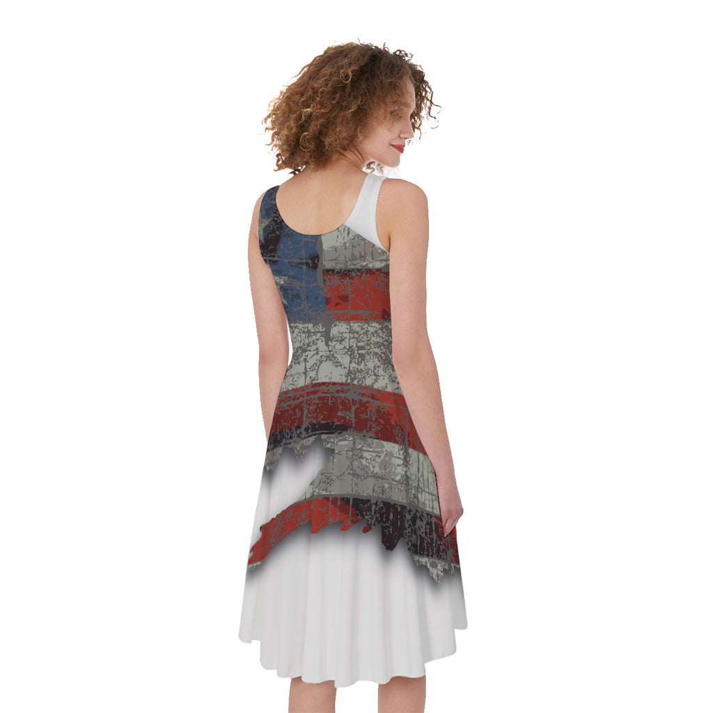 Eagle American Flag Print Women's Sleeveless Dress