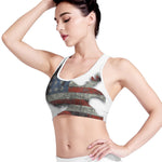 Eagle American Flag Print Women's Sports Bra