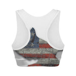 Eagle American Flag Print Women's Sports Bra