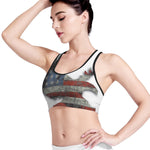 Eagle American Flag Print Women's Sports Bra