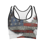 Eagle American Flag Print Women's Sports Bra