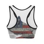 Eagle American Flag Print Women's Sports Bra