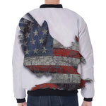 Eagle American Flag Print Zip Sleeve Bomber Jacket