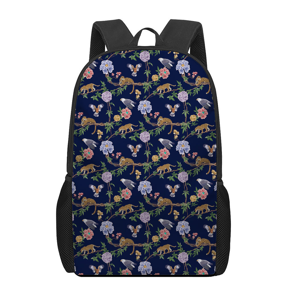 Eagle And Jaguar Pattern Print 17 Inch Backpack
