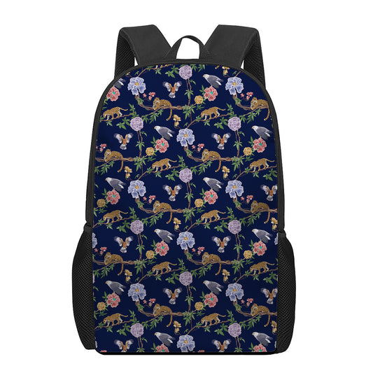 Eagle And Jaguar Pattern Print 17 Inch Backpack