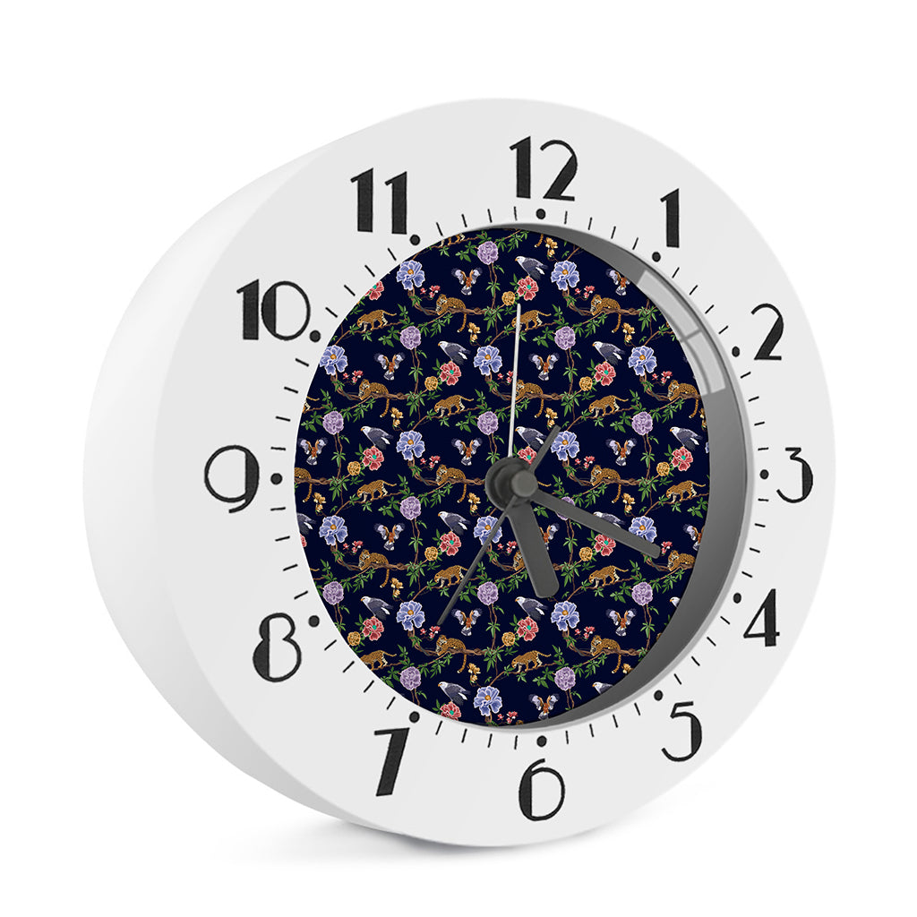 Eagle And Jaguar Pattern Print Alarm Clock