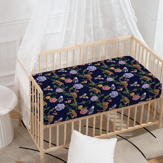 Eagle And Jaguar Pattern Print Baby Crib Sheet