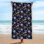 Eagle And Jaguar Pattern Print Beach Towel