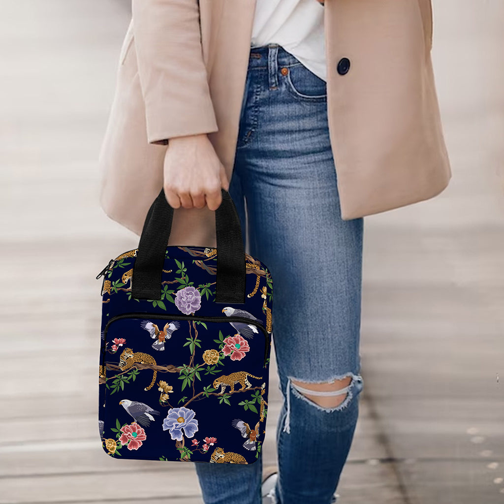 Eagle And Jaguar Pattern Print Bible Tote Bag