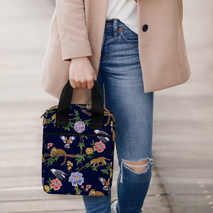 Eagle And Jaguar Pattern Print Bible Tote Bag