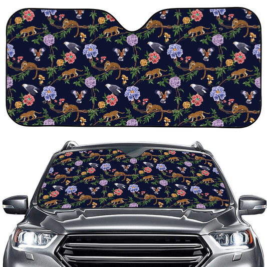 Eagle And Jaguar Pattern Print Car Windshield Sun Shade
