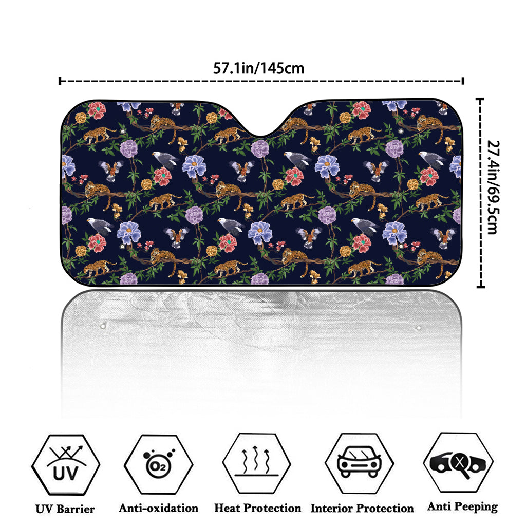 Eagle And Jaguar Pattern Print Car Windshield Sun Shade