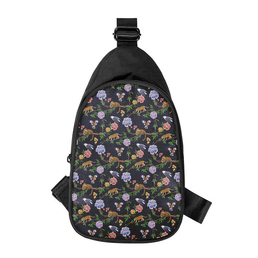 Eagle And Jaguar Pattern Print Chest Bag