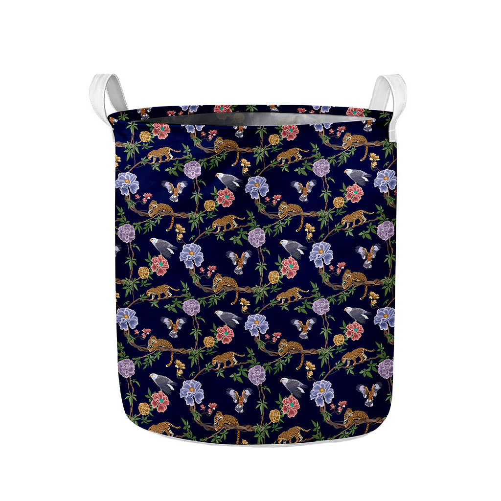Eagle And Jaguar Pattern Print Collapsible Laundry Basket