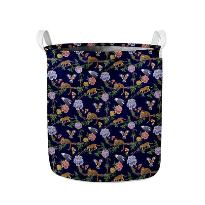 Eagle And Jaguar Pattern Print Collapsible Laundry Basket