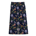 Eagle And Jaguar Pattern Print Cotton Front Slit Maxi Skirt