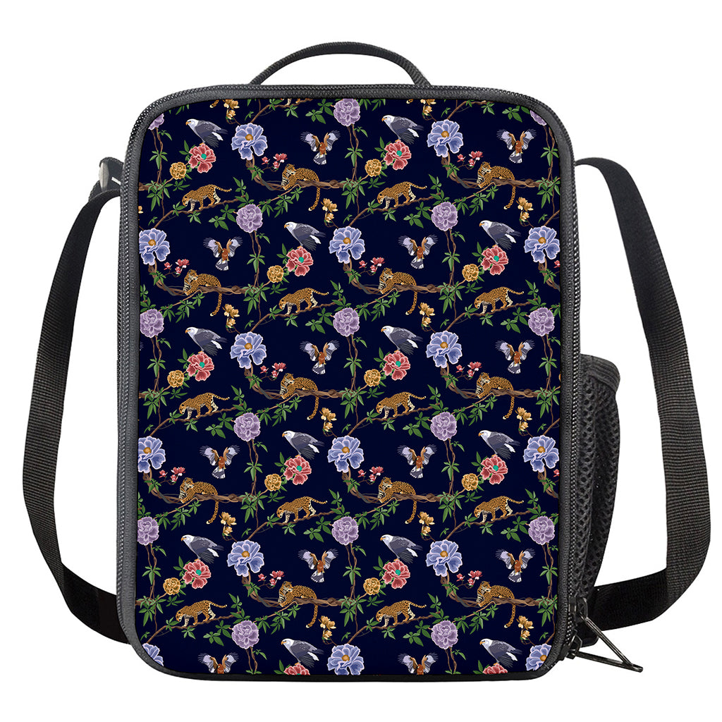 Eagle And Jaguar Pattern Print Crossbody Lunch Bag