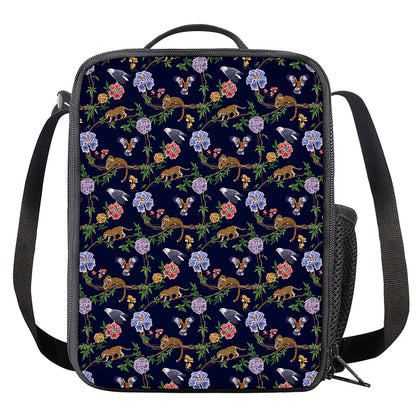 Eagle And Jaguar Pattern Print Crossbody Lunch Bag