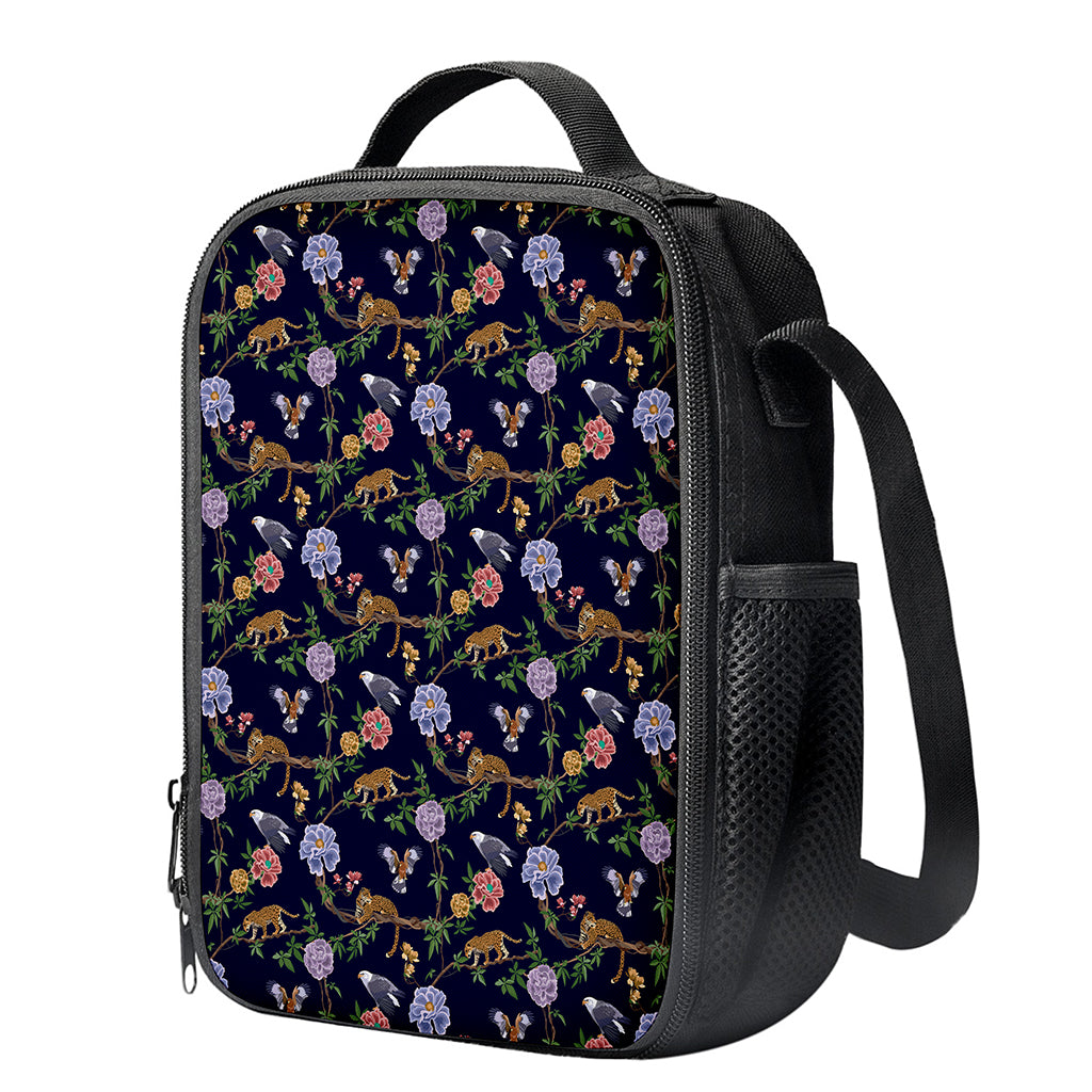 Eagle And Jaguar Pattern Print Crossbody Lunch Bag