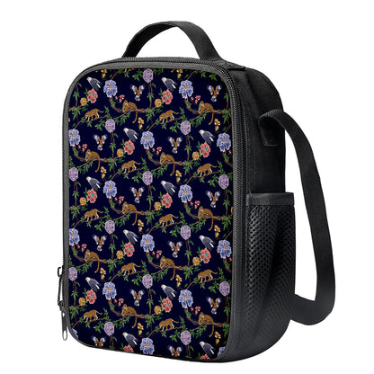 Eagle And Jaguar Pattern Print Crossbody Lunch Bag
